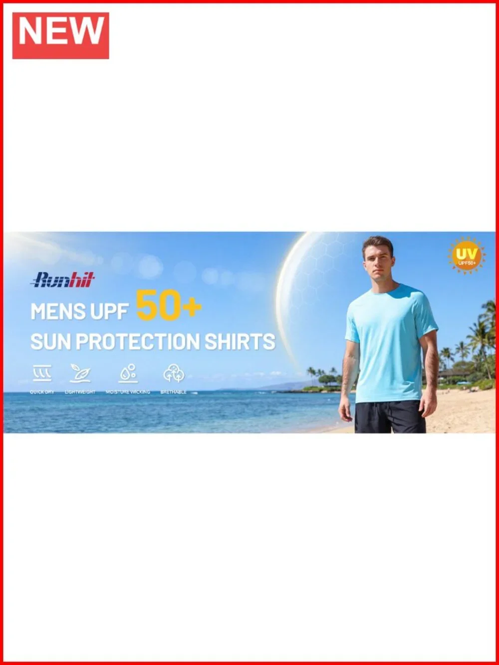 Men's Short Sleeve UPF 50+ Sun Protection Rash Guard Quick Dry UV Shirt
